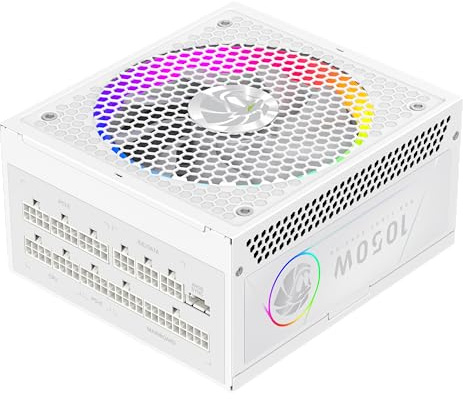 GAMEMAX RGB 1050G WH Netzteil PC 1050W Vollmodulares, 80 Plus Gold, LLC + DC‑DC, ARGB Sync, Japanische Kondensatoren, 140mm ARGB FDB Lüfter, 9 Schutzfunktionen, 10 Jahre Garantie