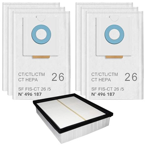Staubbeutel Filter Zubehör für Festool SELFCLEAN CT 26 / CTM 26 E/CTL 26 E CLEANTEC Serie Absaugmobil SC FIS-CT 26/5 Staubsauger Ersatzteile 496187 (6 Beutel + 1 HEPA Filter)