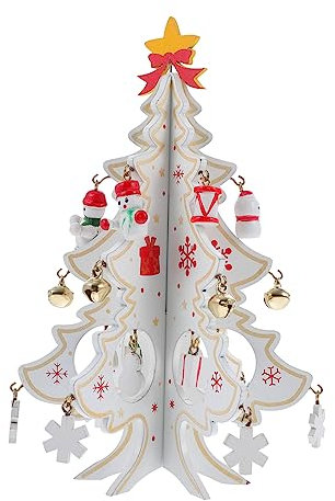 CIMAXIC Decorazioni Natalizie in Legno Mini Albero Natale Ornamento Natalizio 3D Albero di Natale da Tavolo Addobbi per Casa