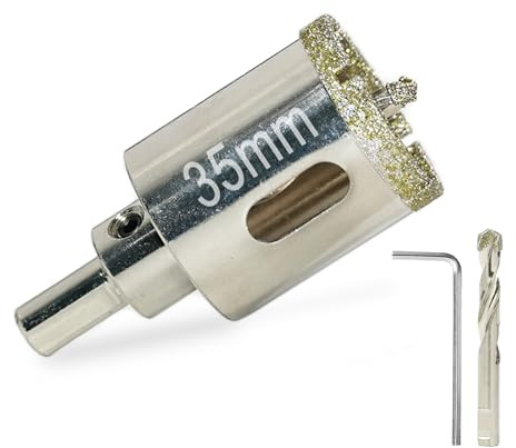 ZFYQ 35mm Sega a Tazza Diamantate, Punte Diamantate con Punta Pilota, Rivestimento in Diamante Heavy Duty, Acciaio al Carbonio per Piastrelle, Vetro, Ceramica, Porcellana, Marmo, Uso DIY e Domestico