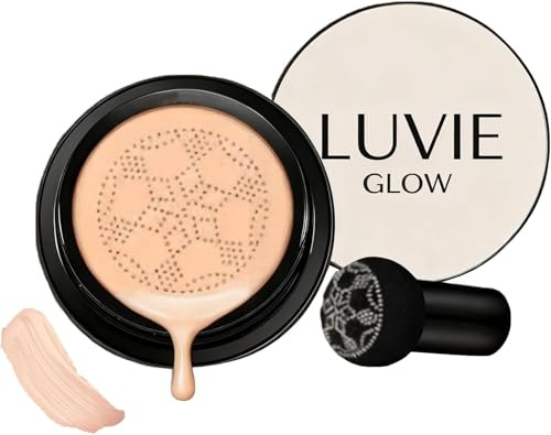 Luvie Glow Foundation Cushion, Mushroom Head Air Cushion CC Cream für ein makelloses Make-up, feuchtigkeitsspendender Concealer, aufhellend, langanhaltend, für einen ebenmäßigen Teint (warm)