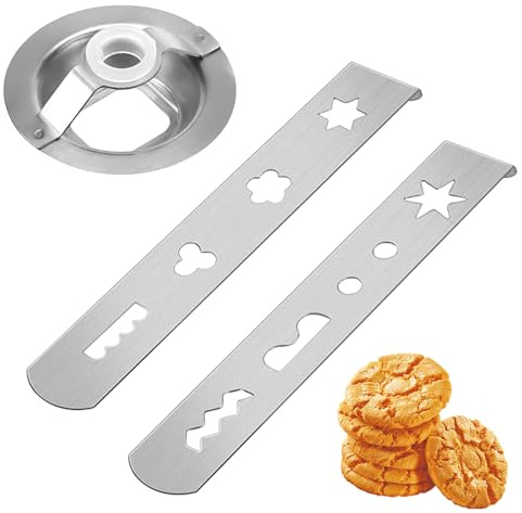 Spritzgebäckvorsatz Gebäckvorsatz Edelstahl 430, Spritzgebäckvorsatz Zubehör Gebäckpresse Kekspresse, Gebäckvorsatz Spritzgebäckaufsatz mit 8 Formen für Keksbacken,Ø 67,6mm,Modell 8 Fleischwolf (8# B)