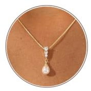 KINHOPI Kette Gold Damen, 14K Vergoldet Halskette Mädchen mit Perle Zirkonia Charm Goldene Perlenkette Schmuck Geschenkidee für Damen