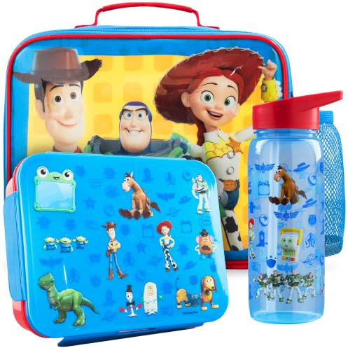 Get Trend Toy Story Kids Insulated Lunch Bag 3Pc Set with Bento Lunch Box & 640ml BPA-Free Water Bottle with Straw, Kids Snack Box with Compartments, School Supplies Boys Gifts (Multi Toy Story)