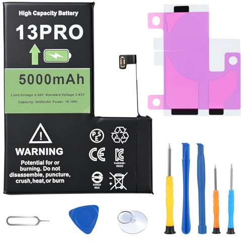 Akku für Phone 13Pro, 5000mAh Hochkapazitäts Lithium-Polymer Ersatzakku mit Reparaturwerkzeug Set