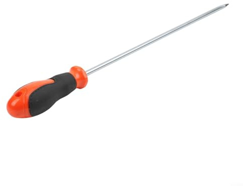 ComfyHarbor 12 Inch Extra Long Screwdriver Set, Chromium Vanadium Steel Slotted and Cross Head with Magnetic Tip, Rubber Handle for Hard to Reach Areas, Orange and Black, 2 Pieces(Slotted Screwdriver)