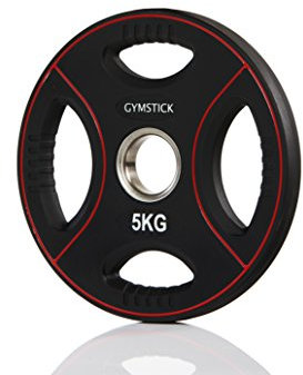 Gymstick Unisex Pro PU Gewicht Platte 5, schwarz/rot, 5 kg
