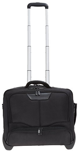 Dermata Set: Trolley Pilotentrolly mit Notebook - Polstertasche 17 Zoll Handgepäck + Ledermäppchen (Black (Schwarz/innen: ROT))