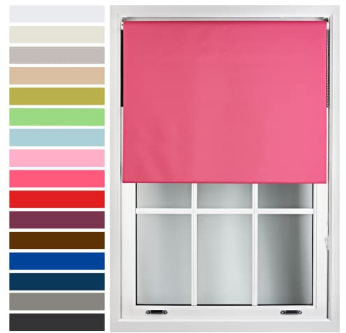 FURNISHED Custom-Made Premium Roller Blinds - Blackout Window Blinds with Metal Fittings - Thermal Insulated and Energy-Efficient - Made to Measure Fuchsia, 60cm x 210cm