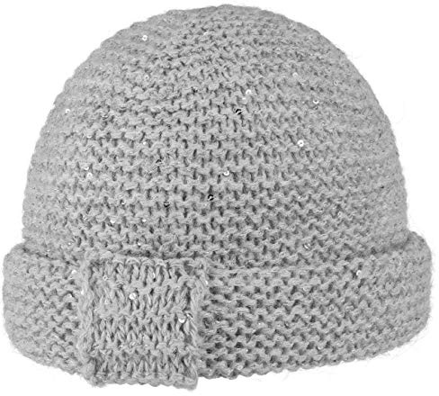 Lipodo Milinda Lurex Pailletten Beanie Melierte Damen Strickmütze Alpakawolle Herbst Winter grau One Size