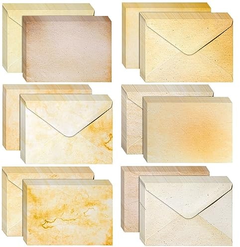 60 Pack Vintage-Style Blank Cards and Envelopes, 13 x 18 cm Aged Antique Stationery for DIY Greeting and Birthday Cards, Wedding Invitations