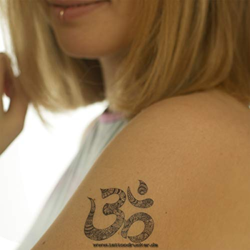 2 x Om Mandala Muster Tattoo - Body-Tattoo - schwarzes einmal Haut Tattoo (2)