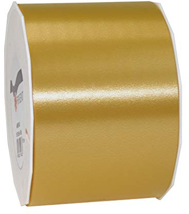 PRÄSENT C.E. PATTBERG Geschenkband Gold, 91 Meter Ringelband 90 mm zum Basteln, Dekorieren & Verpacken von Geschenken zu jedem Anlass