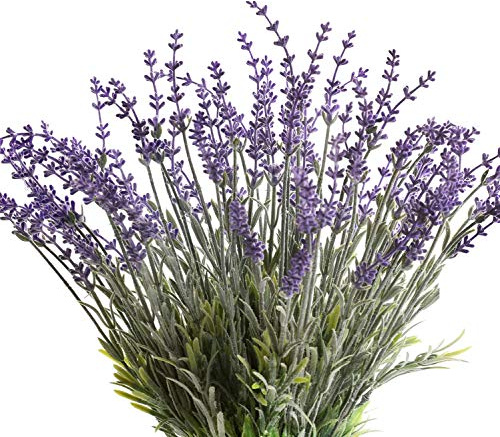 Flojery Fiori di lavanda artificiali con seta floccata pianta di lavanda falso per matrimonio casa tavolo centrotavola decorazione confezione da 4