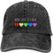 Hoswee Unisex Kappe/Baseballkappe, Washed More Love Less Hate Rainbow Peace Cool Denim Baseball Cap Adjustable Hunting Hat