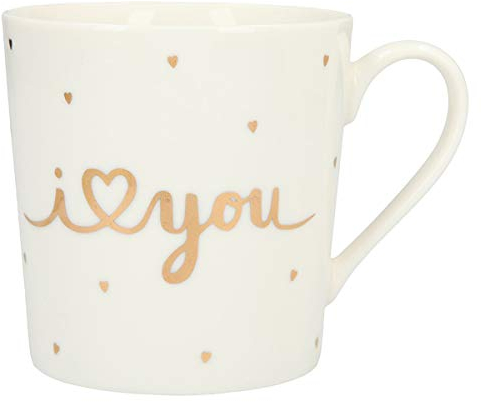 Depesche 5909.011 Tasse mit Henkel, aus Porzellan, 300 ml, mit Aufschrift, I (Herz) You