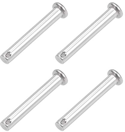 sourcing map 4Stücke Einloch Gabelbolzen Scharnierstift 6mm X 40mm flacher Kopf 304 Edelstahl