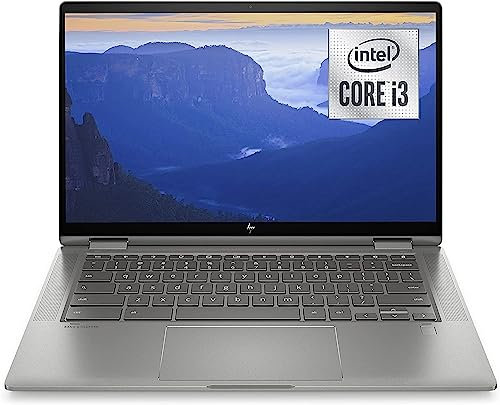 HP Chromebook x360 14c-ca0005nf Ordinateur Ultraportable Convertible et Tactile 14'' HD (Intel Core i3, RAM 8 Go, eMMC 128 Go, AZERTY, ChromeOS)