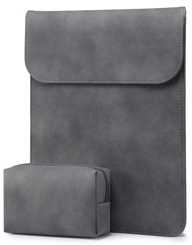 HYZUO 15-16 Zoll Laptop Hülle Tasche Laptophülle für MacBook Pro 16 M4/M3/M2/M1 A3403 A3186 A2991 2025-2019, XPS 15, MacBook Pro 15 2015-2012 A1398, Kunstlederhülle mit Tragetasche, Weltraum grau