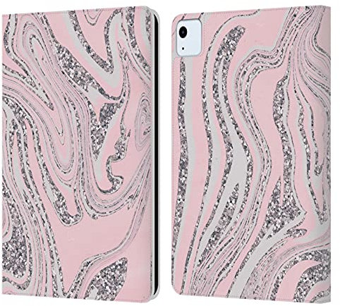Head Case Designs Licenciado Oficialmente LebensArt Pink Glam Geoda líquida Pastel Carcasa de Cuero Tipo Libro Compatible con Apple iPad Air 2020/2022