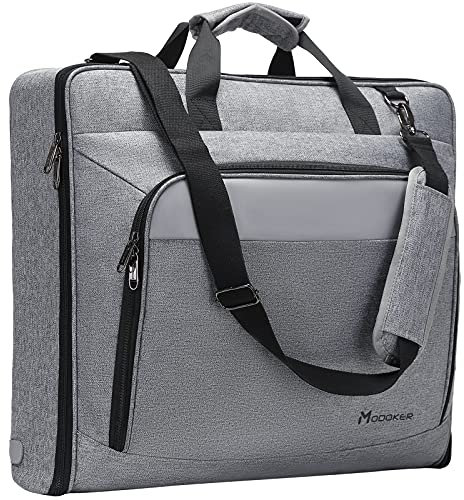 Modoker Anzug-Gepäck-Kleidersack mit Schultergurt, Anzug-Handgepäck-Tasche zum Aufhängen, Koffer, Kleidersäcke für Männer, Frauen, Geschäftsreisen, Grau