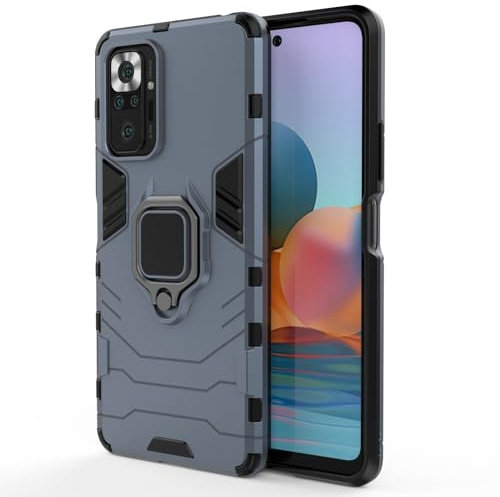 Max Power Digital Coque pour Xiaomi Redmi Note 10 Pro Housse Antichoc avec Anneau Rotatif Aimant Etui Magnétique Rigide Dure Armure Bague Support Armure Renforcée (Xiaomi Redmi Note 10 Pro, Marine)