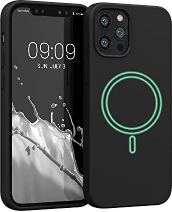 kwmobile Hülle kompatibel mit Apple iPhone 12 / iPhone 12 Pro Hülle - magnetisches Silikon Case kompatibel mit MagSafe - Cover gummiert Schwarz