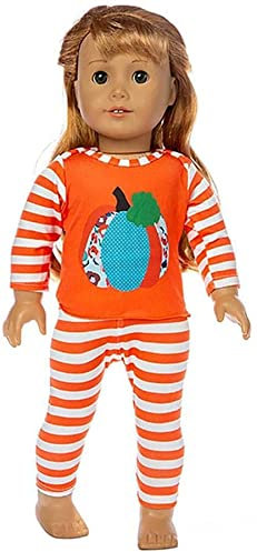 Aeromdale Halloween Custume Puppenkleidung für 46 cm große amerikanische Puppe – langärmelige T-Shirt-Hose Outfits Zubehör – #E