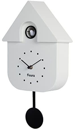FISURA - Kuckucksuhr. Wanduhr. Original Geschenk Wanduhr. 3 AA-Batterien Nicht enthalten. Maße: 21,5 x 8 x 41,5 cm. ABS-Kunststoff. (Weiß)