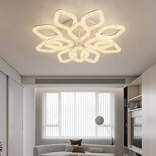 LED Deckenlampe XL-8+4 Deckenleuchte Lampe mit Fernbedienung Lichtfarbe Farbton einstellbar dimmbar durchsichtiger Acryl Schirm A+ LED Deckenleuchte Lampen Leuchte Wohnzimmerleuchte (XL-8+4 75cm)