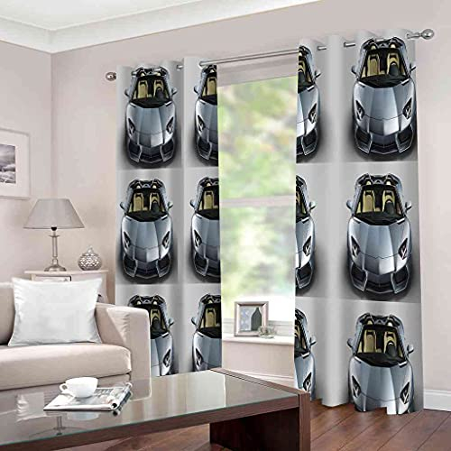KQDMYT Blickdicht Ösen Vorhang 2Er Set Graues Auto Gardine Geräuschreduzierung Sonnenschutz Fenstervorhang Verdunkelungsvorhang Für Wohnzimmer Schlafzimmer Kinderzimmer 300x270cm