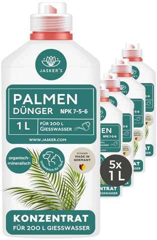 Palmendünger flüssig 5 L - 100% Schnelldünger - Flüssigdünger für Palmen & Hanfpalmen im Freiland & Haus - Spezialdünger - Dünger für Palmen - Grünpflanzen und Palmendünger