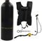 Alomejor 2L Tragbare Sauerstoffflasche Tauchen Rebreather Schultergurte Tauchflaschen-Kit für Unterwasseratmung(Schwarze Flasche Mitesser)
