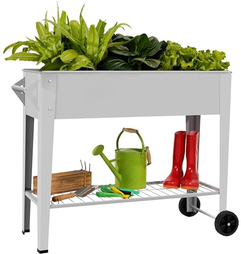 LEETOLLA Fioriera rialzata per erbe aromatiche - Kit mobile con gambe e rotelle, per verdure, fiori, pomodori, patio, giardino