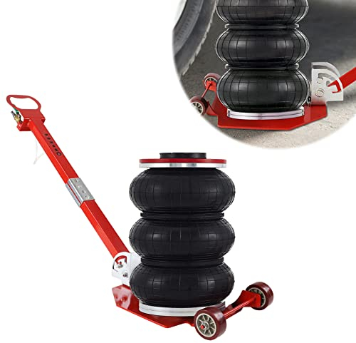 ACXIN 3T Pneumatischer Wagenheber, 6600 Ibs Luftheber Aufblasbarer, Einstellbar Griff, Wagenheber Luftkissenheber Ladekapazität für Familienautos Minivans, Rot