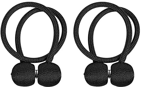 Intirilife Juego de 2 Pinzas para Cortinas 40 x 3 cm en Negro - para Sujetar Cortinas de Forma práctica sin taladrar ni Pegar