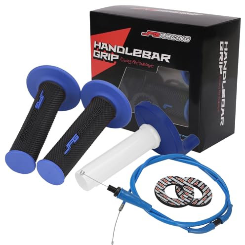 JFG RACING Motorcycle 7/8 22mm Twist Throttle Cable Assembly Accelerator Kit Hand Grips Donuts Universal for CRF YZ TTR SSR TW DRZ 50 65 85 110 125 140 150 200 250 Dirt Pit Bike ATV Mini Bike Blue