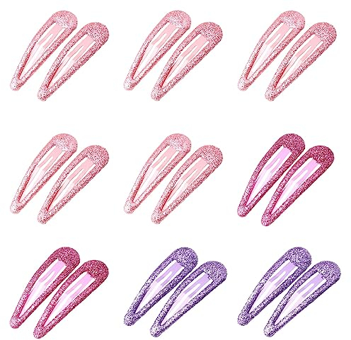 ZEVONDA Briller Clips à Pression pour Cheveux - Clips à Cheveux en Métal Coloré Paillettes Clips à Cheveux Barrettes Accessoires de Coiffure Filles Femmes, Rose * 10 + Rose Rouge * 4 + Violet * 4