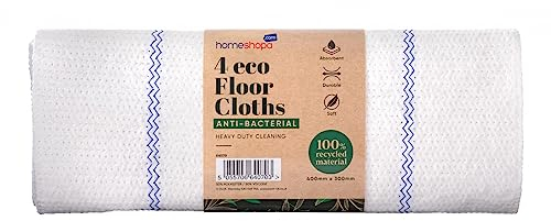Homeshopa Eco Cleaning Cloths, 4 Pack Anti-Bacterial 100% Recycled Material Large Washable Kitchen Cloth, Reusable Super Absorbent Durable, Suitable for All Floor Cleaning, 40 X 30 cm