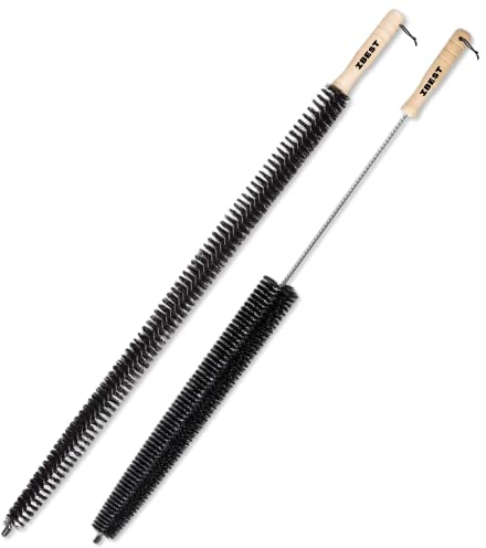 Radiator Brush with Wooden Handle | Pack of 2 Radiator Cleaner Brush with Hanging Hook Loop | Multi-Purpose, Flexible, Thin, 65CM Long | Efficient and Easy Cleaning of Home and Office (Black)