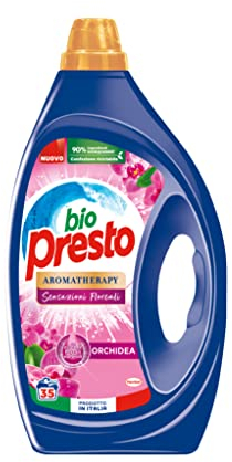 Bio Presto Liquido, Detersivo Lavatrice Liquido, Aromaterapia alla Orchidea, confezione da 35 lavaggi