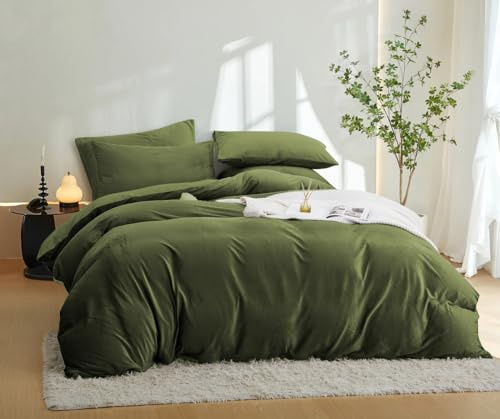 Sedefen Plüsch Bettwäsche 135x200 cm 4 Teilig Martini Grün Flauschig Flanell Fleece Warme Winterbettwäsche Cashmere Touch Coral Kuschelige 2 Bettbezug und 2 Kissenbezug 80x80cm mit Reißverschluss