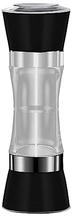 Qiebenav Einstellbarer Mahlgrad, Pfeffer-Salzmühle, Edelstahl-Salzmühle, einstellbare Grobheit, leicht zu reinigen, Doppelkopf-2-in-1-Mühle zum Würzen, Edelstahl-Pfeffer-Salzmühle C