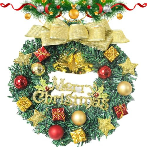 30cm Weihnachtsdeko Kranz Tür,Türkranz Haustür Außen Weihnachten,Weihnachtskranz,Tannengirlande Weihnachten,Weihnachten Girlande,Weihnachtsdeko Kranz,Künstlicher Kranz Weihnachten (D)