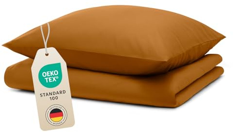 Blumtal Bettwäsche 140x200cm + 40x80cm Kopfkissenbezug - Oeko-TEX zert. Mikrofaser Bettwäsche Set - Mikrofaser Bettbezug bis 95 °C - Deckenbezug + Kissenbezug 2-teilig - Sommerbettwäsche Hellbraun