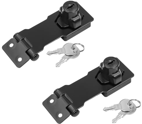 ZONADAH Set of 2 Keyed Hasp Locks 2.5 Inch Twist Knob Catch Latch with Keys Safety Lock Plate Locking Hasp for Doors Drawers Cabinets Tool Box Cupboards Black