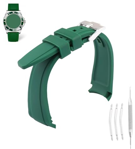 MMBAY Ersatz-Uhrenarmbänder aus Gummi, 20 mm, passend für Rolex GMT Submariner Ghost Daytona Yachtmaster Faltschließe, Silikonband für Damen und Herren, wasserdichtes Armband, Uhrenzubehör (Armeegrün)