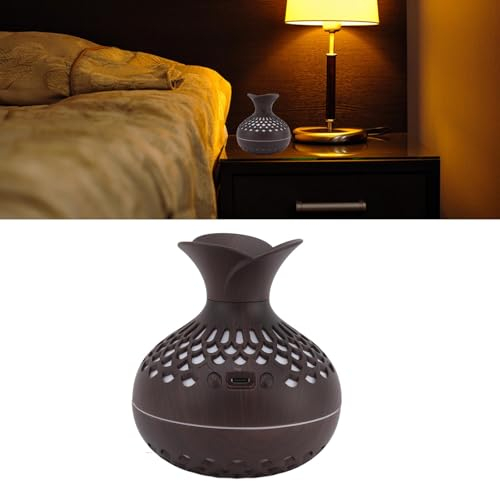 Aromatherapie-Luftbefeuchter, 300 Ml, Aroma-Luftverdampfer, USB-Kühlnebeldiffusor, Diffusor für ätherische Öle mit Farblichtern für Schlafzimmer, Heimbüro(Dunkelbraun)