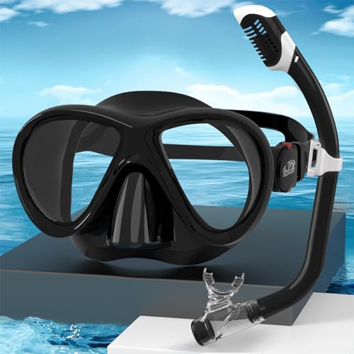 Findway Gafas y Tubo de Snorkel Set para Niño, Gafas Buceo Niño, Mascara Buceo y Dry Top Snorkel Niños para 4-12 Años, Anti-Fugas, Panorámico de 180° Vidrio Templado Gafas de Natación Niños