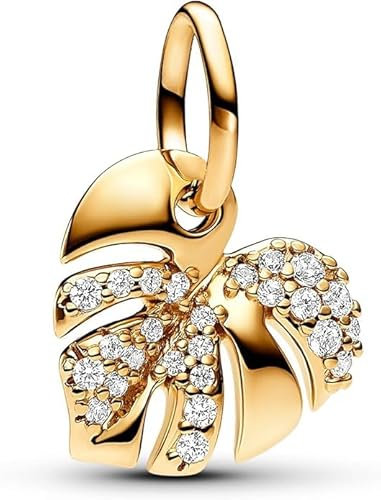 TCZNAF Gold Charms -Anhänger aus Sterling-Silber mit Zirkonia Steinen für Europäische Armbänder Halsketten Muttertag Bead Charm für Damen